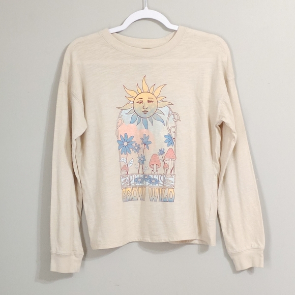 SO Other - SO Cream Long Sleeve Tee with Tropical Graphic